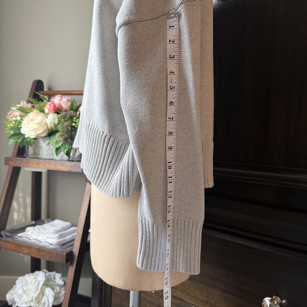 Everlane Crop Sweater Cotton The Boxy Crewneck Ribbed Hem Grey M Minimal - Picture 9 of 15